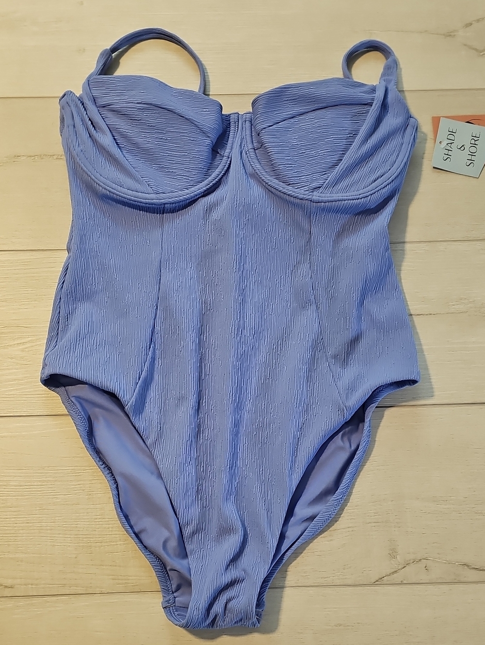 Shade & Shore Women's XL Periwinkle Crepe Underwire One Piece Swimsuit